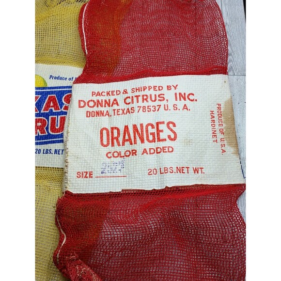 Vintage Lot of 3 Texas Oranges Lemons Mesh Bushel Bags Bag Fruit Donna Citrus - Picture 14 of 16